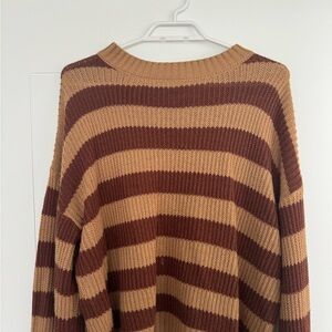 Shein sweater, brown and beige stripe